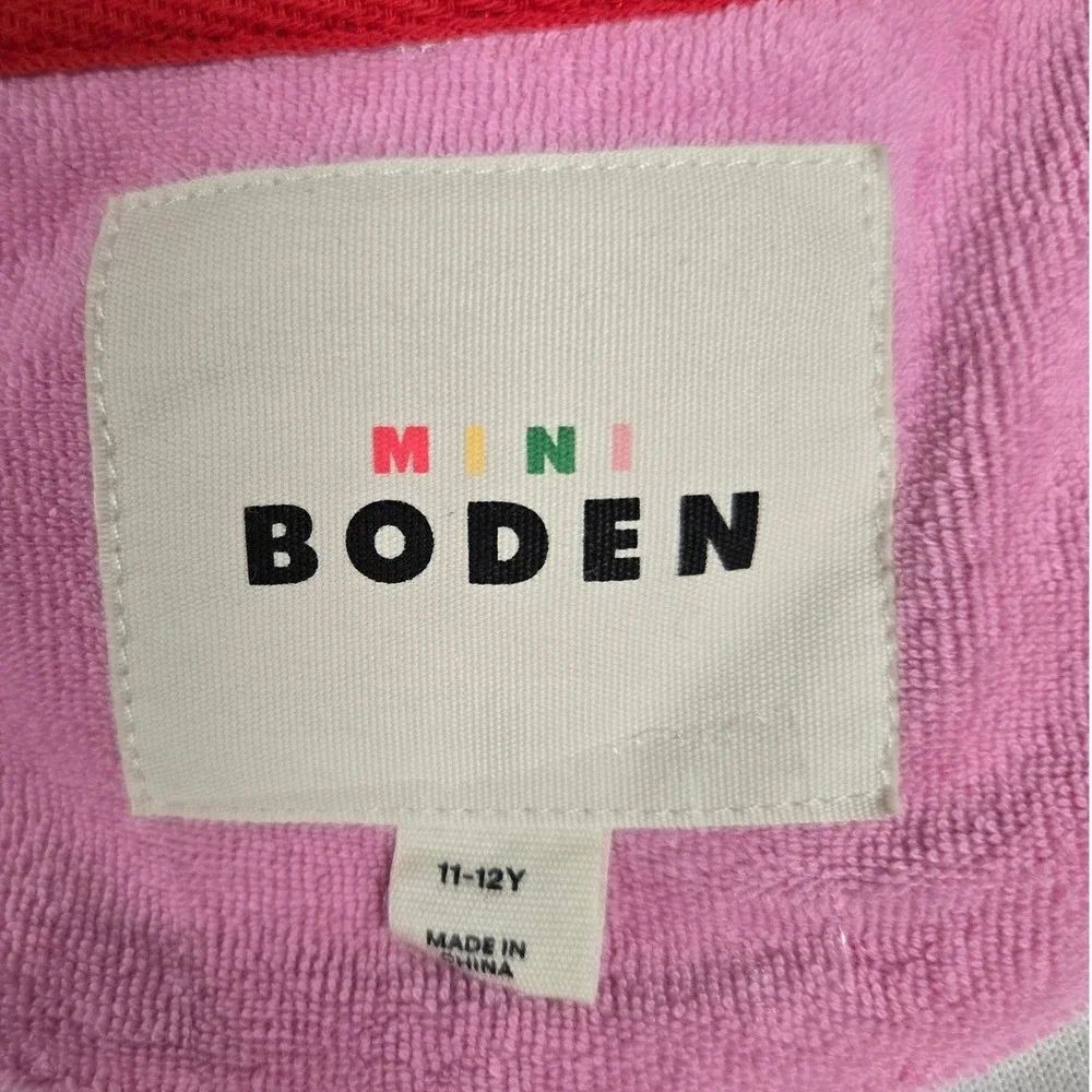 Mini Boden Romie Towelling Zip Throw On Leopard Floral Print Girls Size 11-12Y